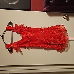 XS red butterfly mini dress